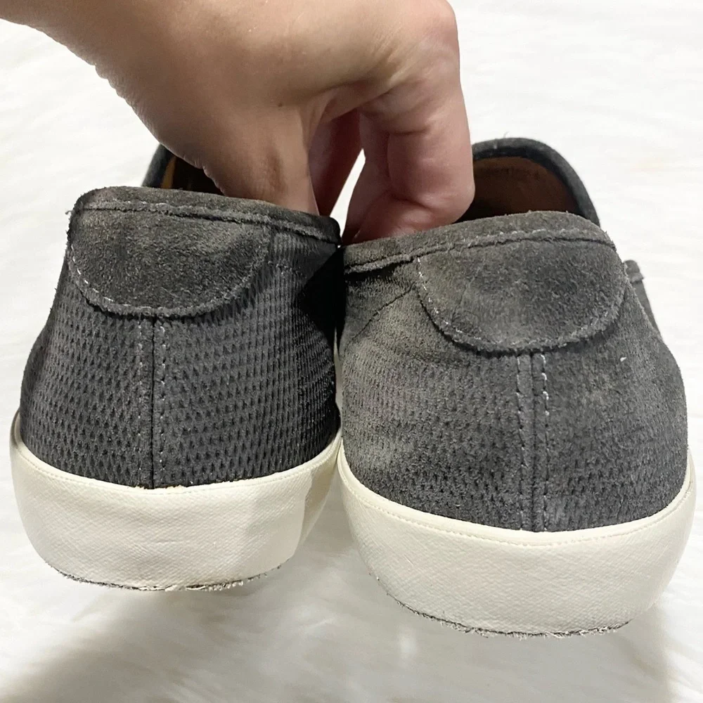 Frye Brett‎ Leather Perf Slip On Loafer Shoes Slate Gray 9.5